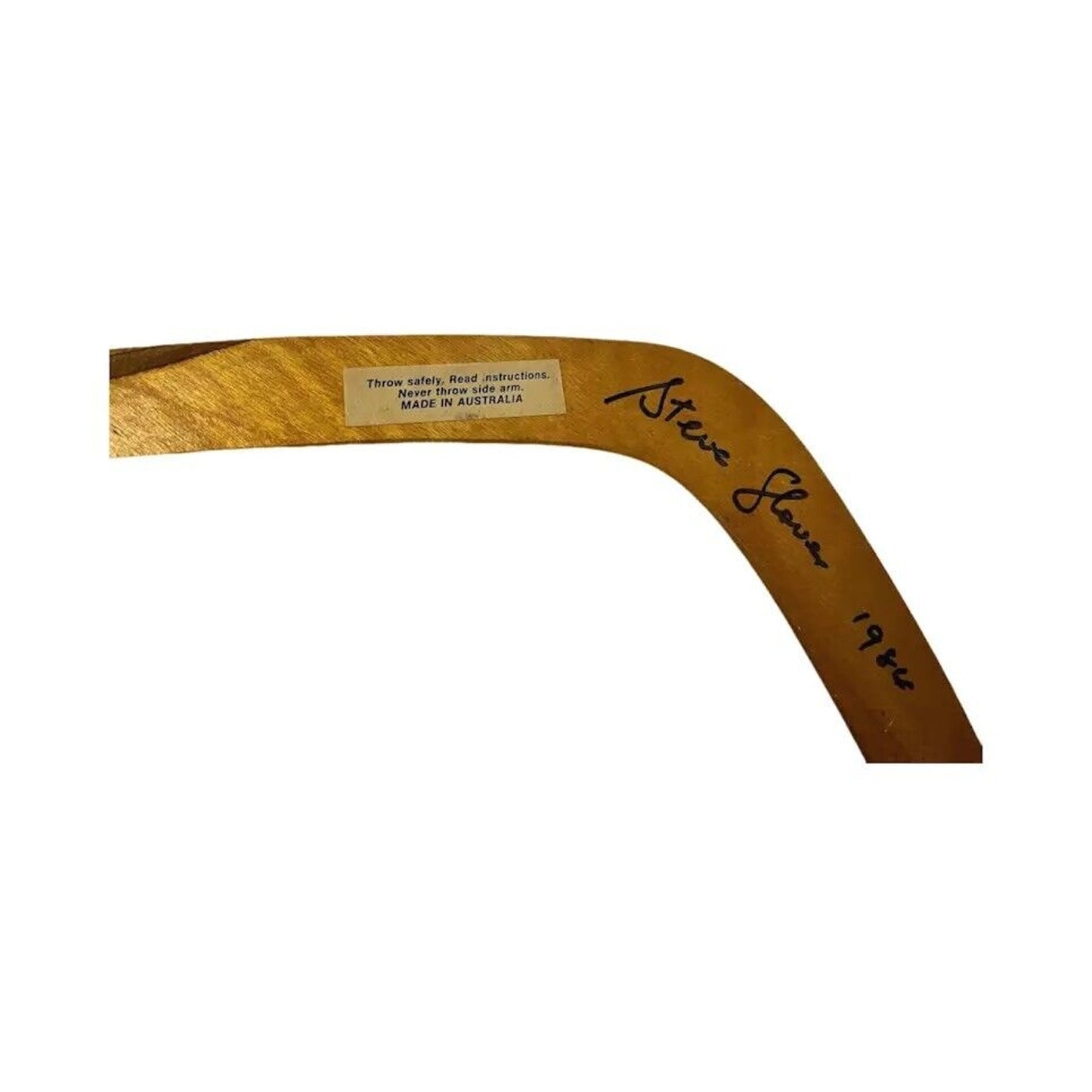 Australian Wood Boomerang Steve 1984 Hand Carved Kangaroo Lizard Signed