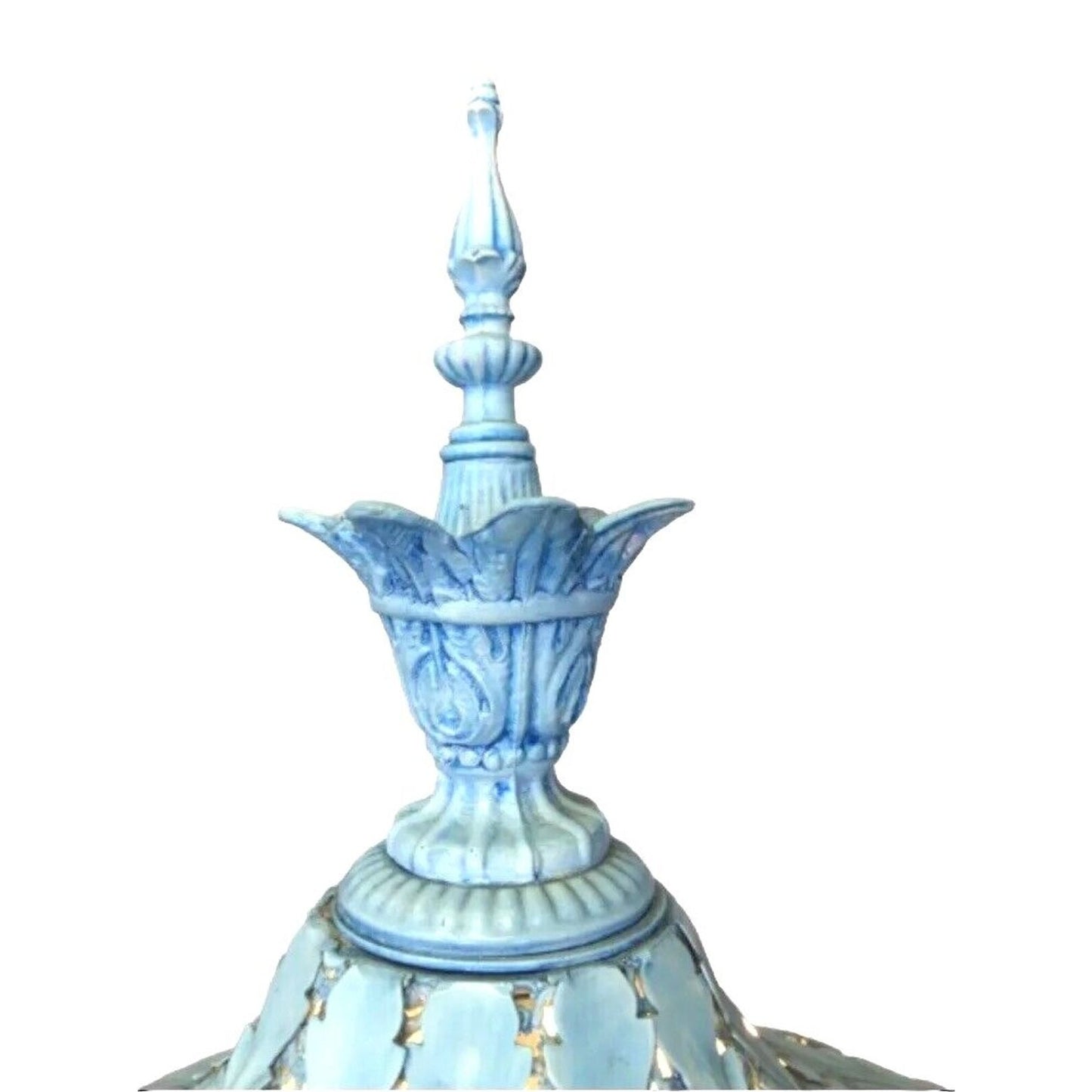 Antique Italian Pair Of Turquoise Blue Candelabra Lamp Enamel On Bronze