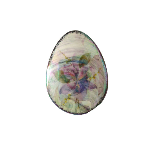 Vintage Women's Brooch Pin Enamel Purple Flower Oval Estate Fashion Jewelry