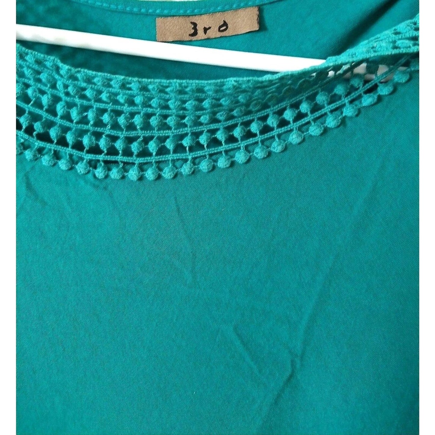 3rd Asymmetrical dark green mini dress short sleeve S