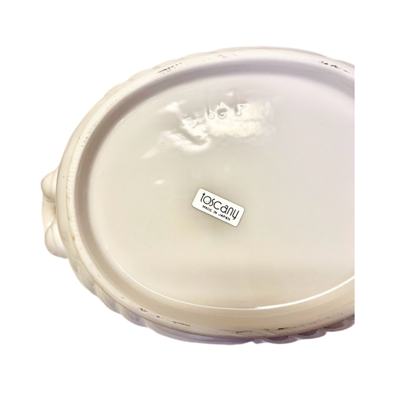 Toscany Japan Oval Casserole Dish with Handles and Lid White Glazed Ceramics
