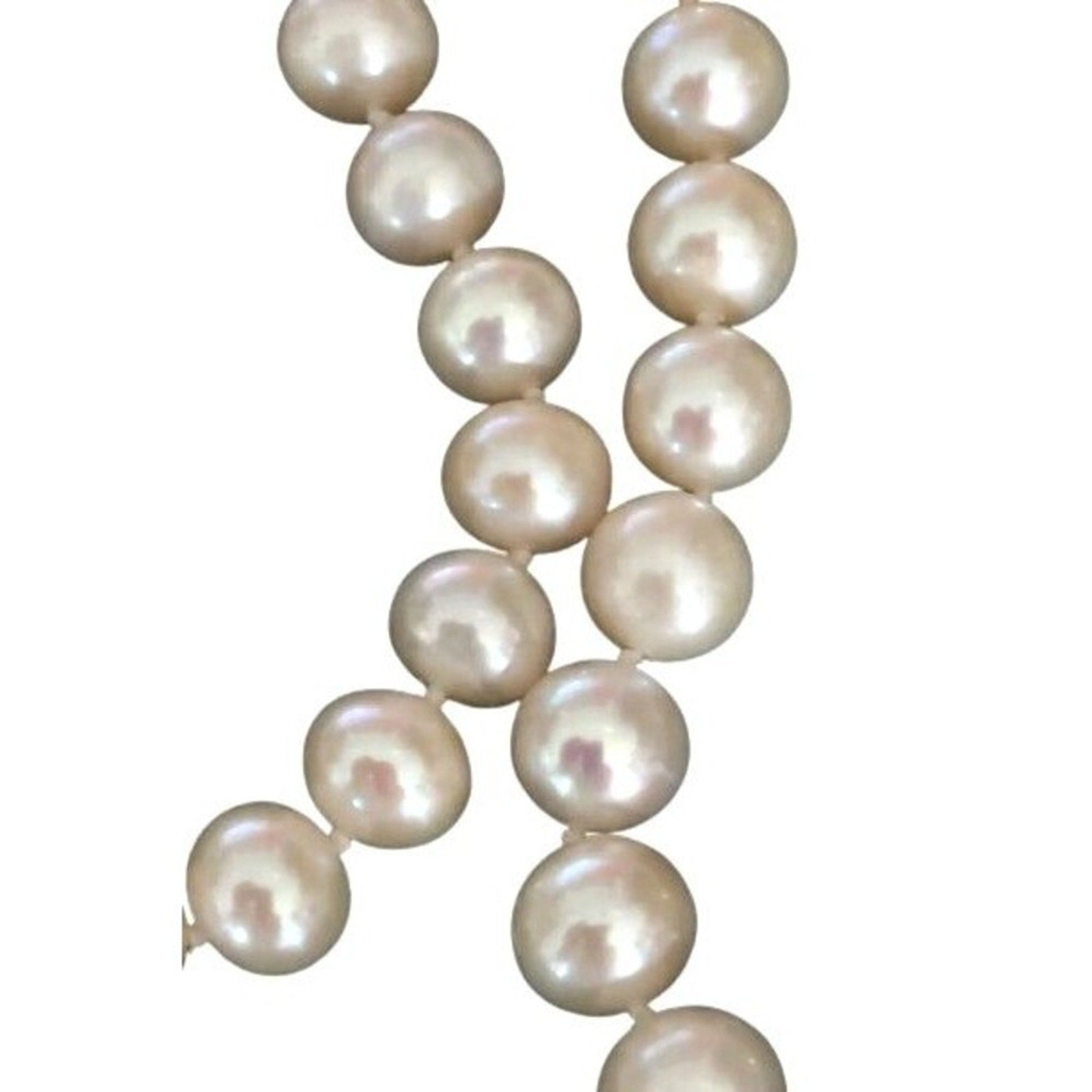 Fic Women's Necklace 9,5mm Natural Pearls Designer 14K Yellow Gold Clasp Antique