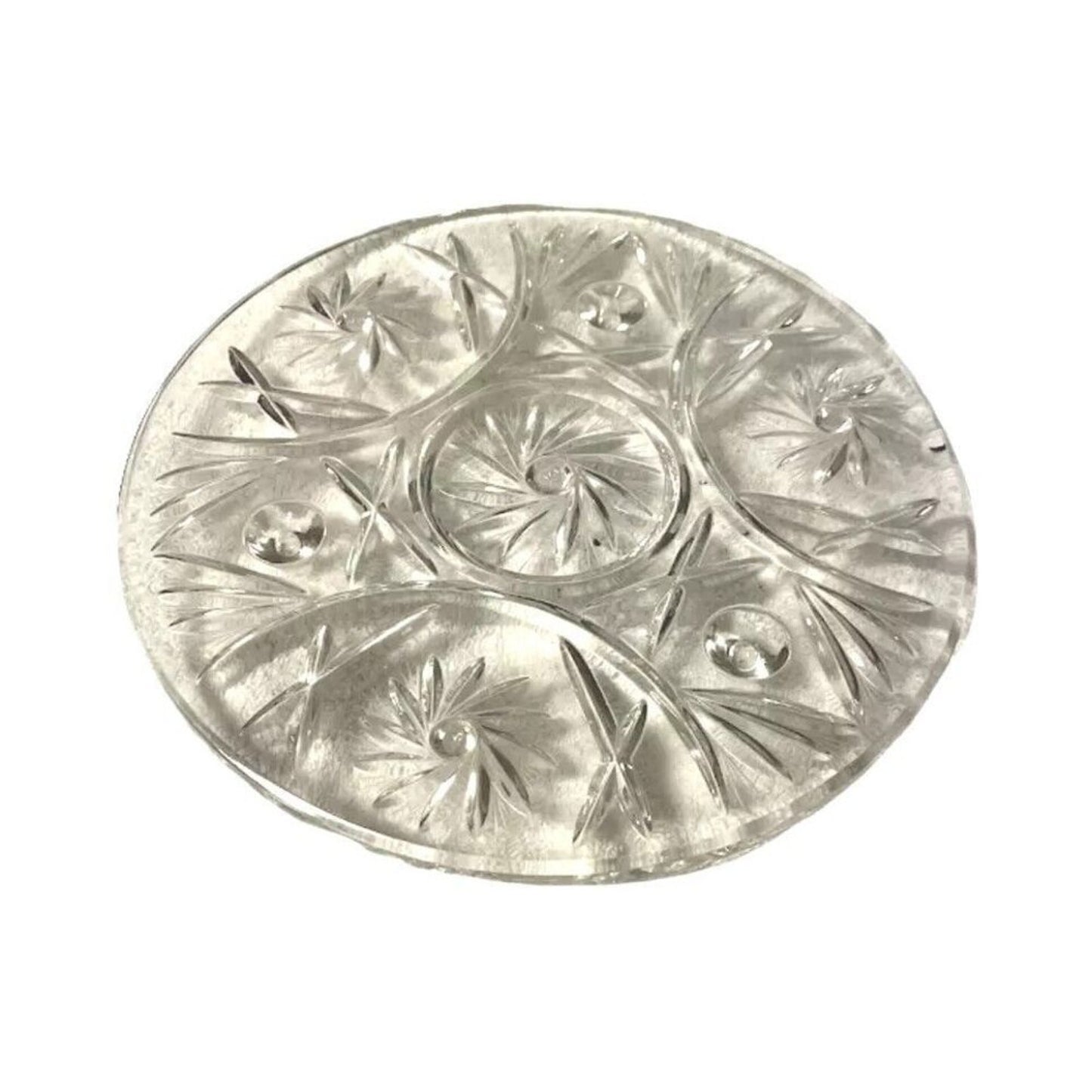 Vintage Bohemian Czech Cut Crystal Round Platter Rimmed Footed Cake Plate 11”