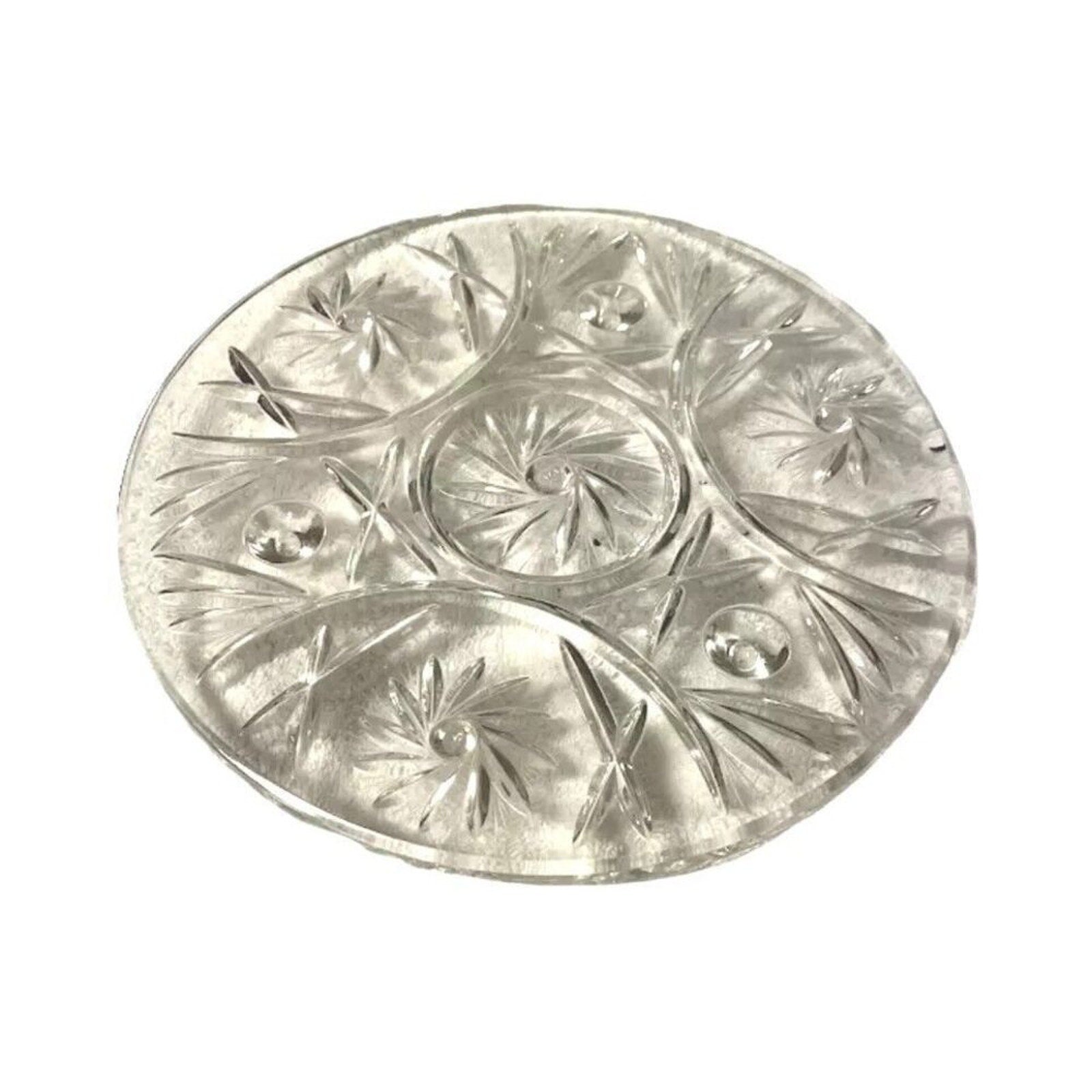 Vintage Bohemian Czech Cut Crystal Round Platter Rimmed Footed Cake Plate 11”