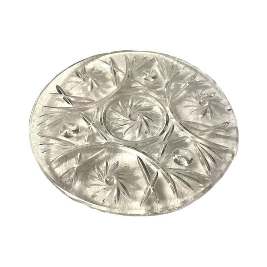 Vintage Bohemian Czech Cut Crystal Round Platter Rimmed Footed Cake Plate 11”