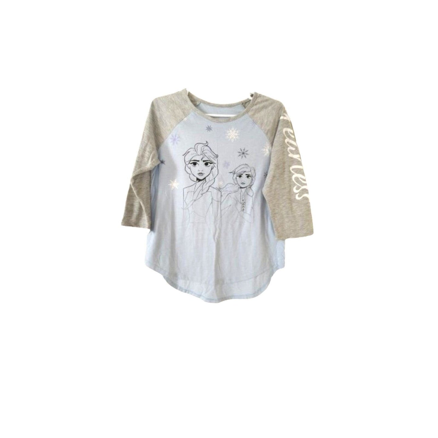 Disney Frozen Girls' Blouse with 3/4 Sleeves - Blue and Gray Sleepwear Size L