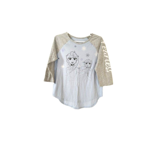 Disney Frozen Girls' Blouse with 3/4 Sleeves - Blue and Gray Sleepwear Size L