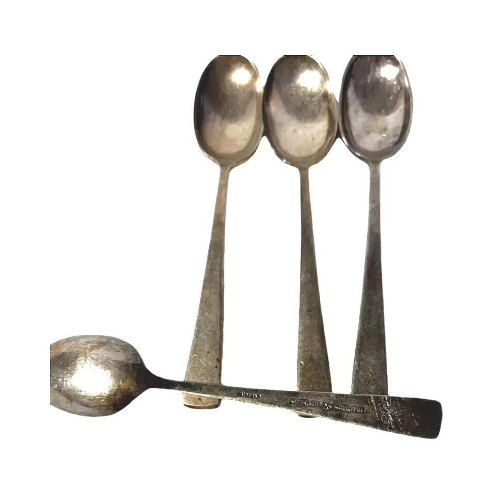 Antique England Silverplate 4 Serving Spoons