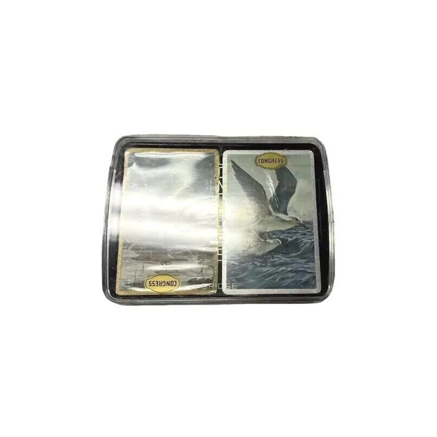 Congress Double Deck Playing Cards Velvet Box Seagulls Beach Ocean Cel-u-tone