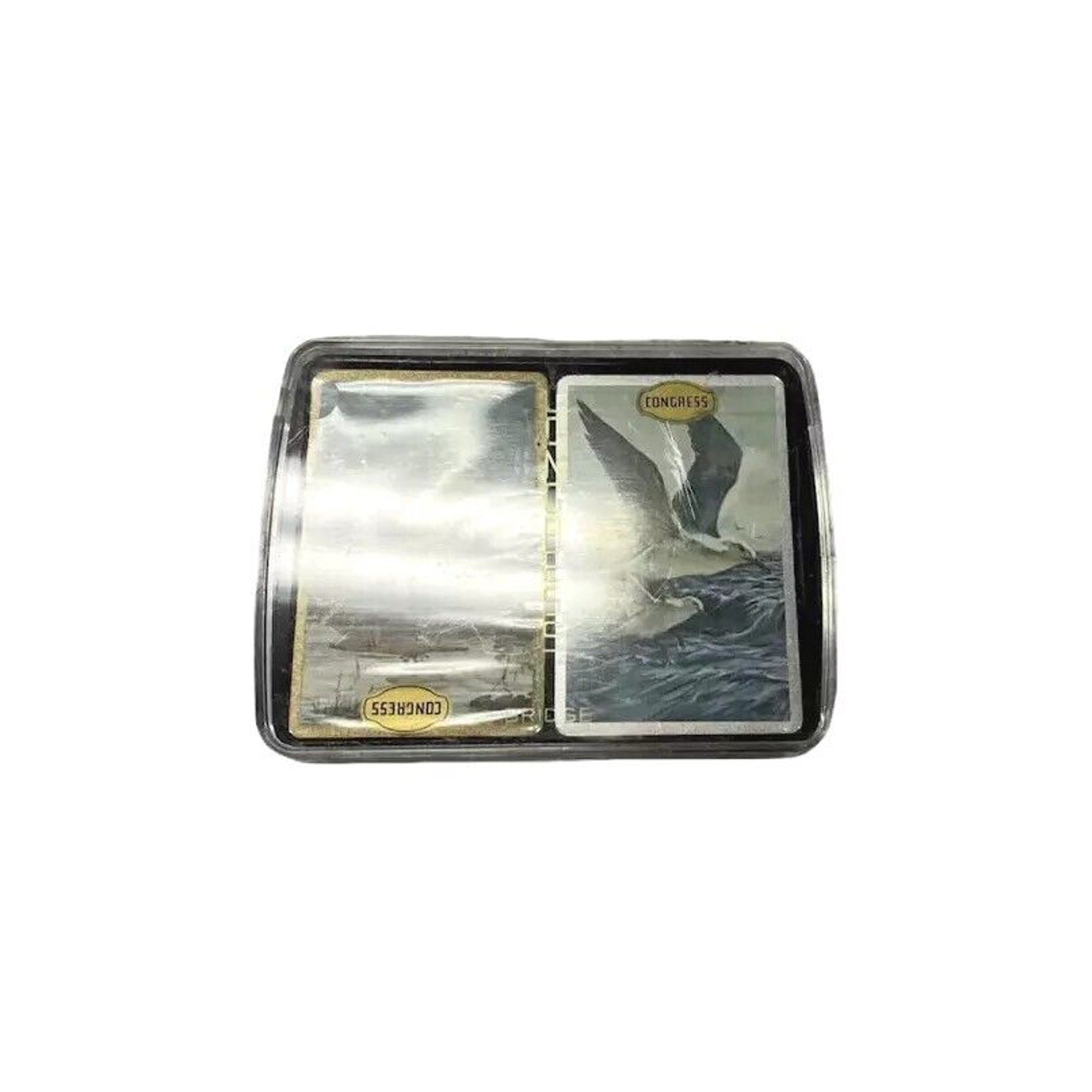 Congress Double Deck Playing Cards Velvet Box Seagulls Beach Ocean Cel-u-tone