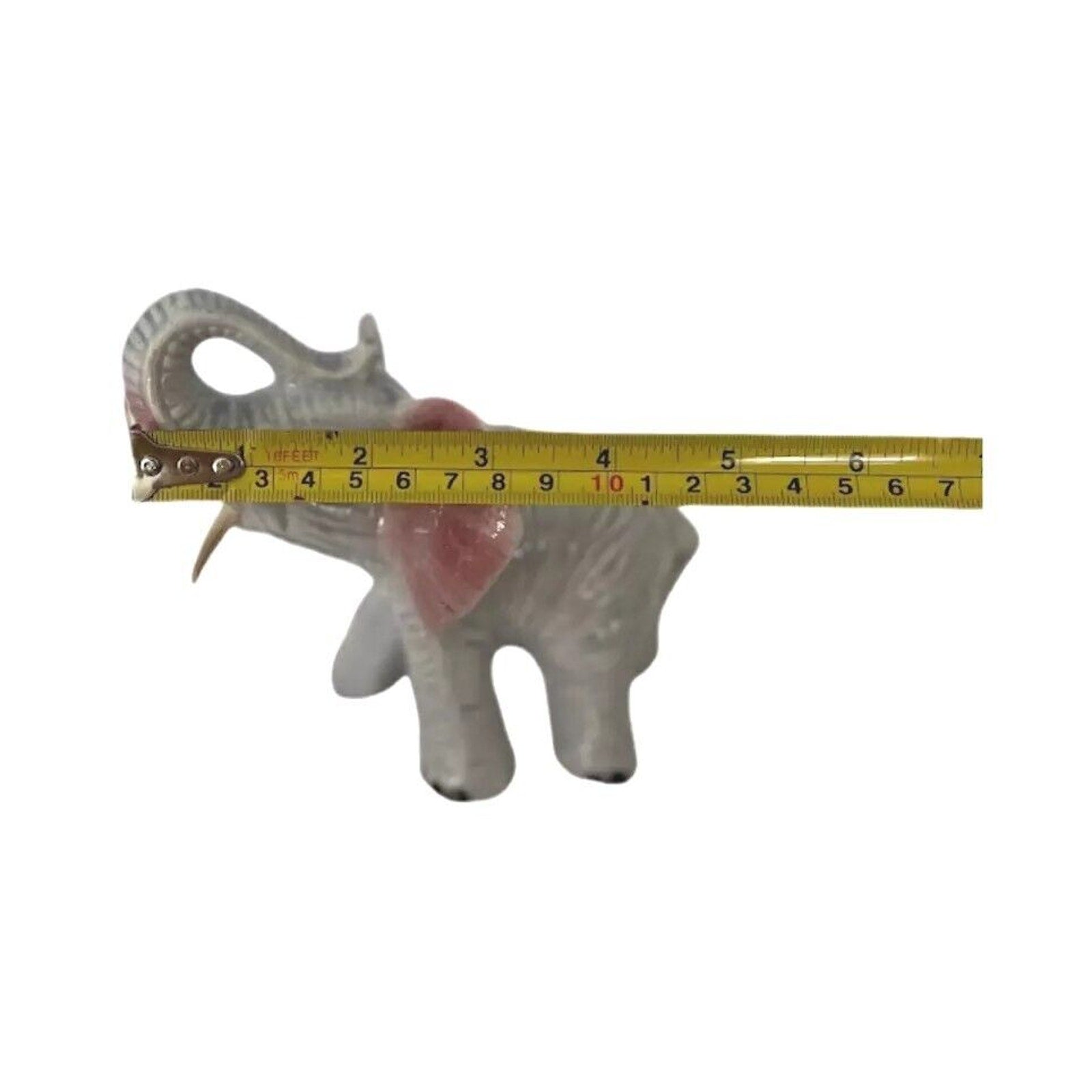 Ceramic Trunk Up White Elephant Figurine Porcelain Ceramic Vintage