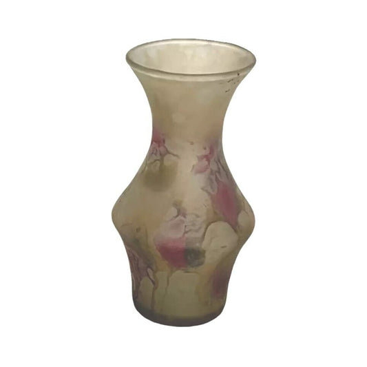 Vintage Small Table Vase Hand Painted Drip Satin Glass Israel