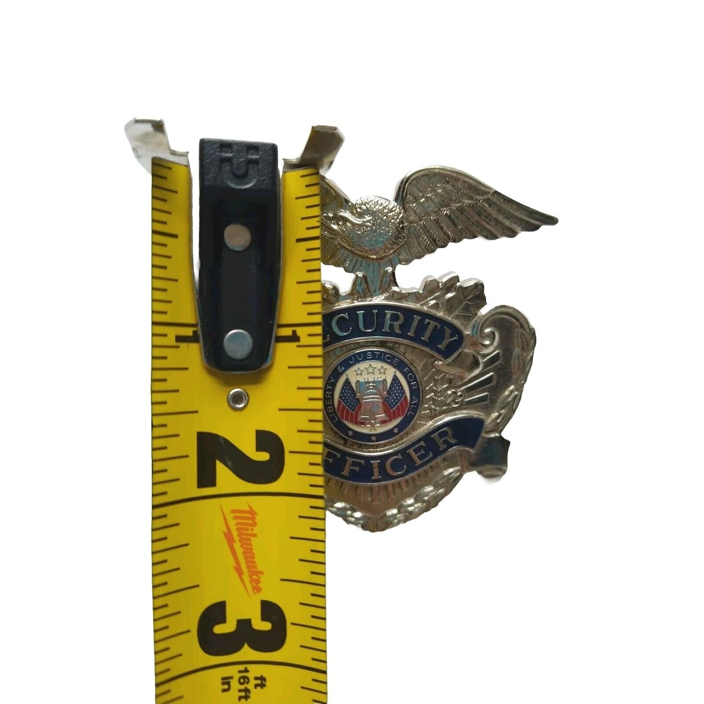 Blackinton Security Officer Cap Badge Pin Silver Tone Blue Enamel Eagle