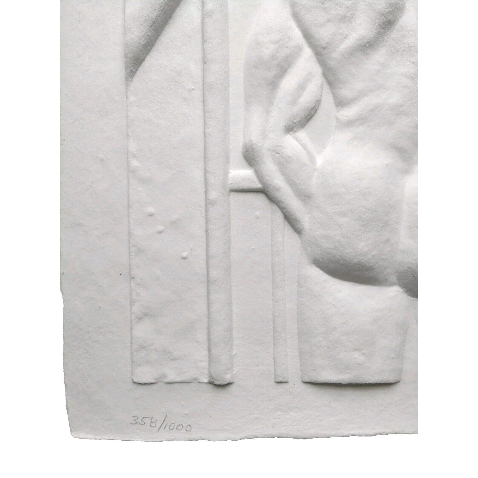 Bauer Cast Paper Relief Sculpture Hand Signed Man Portrait Act Artwork 358/1000