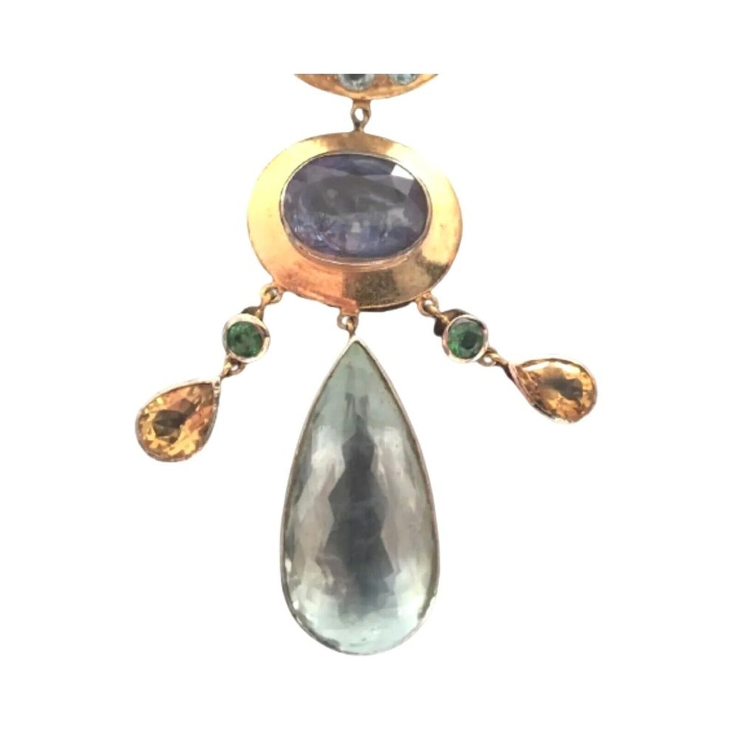 Women's Necklace Vintage Jadeite Tanzanite Aquamarine Stingray Sterling Silver