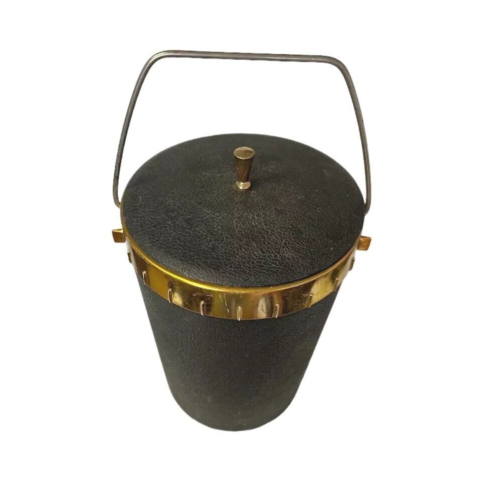 Vintage Black Ice Bucket Insulated Plastic Made in USA Plas Tex