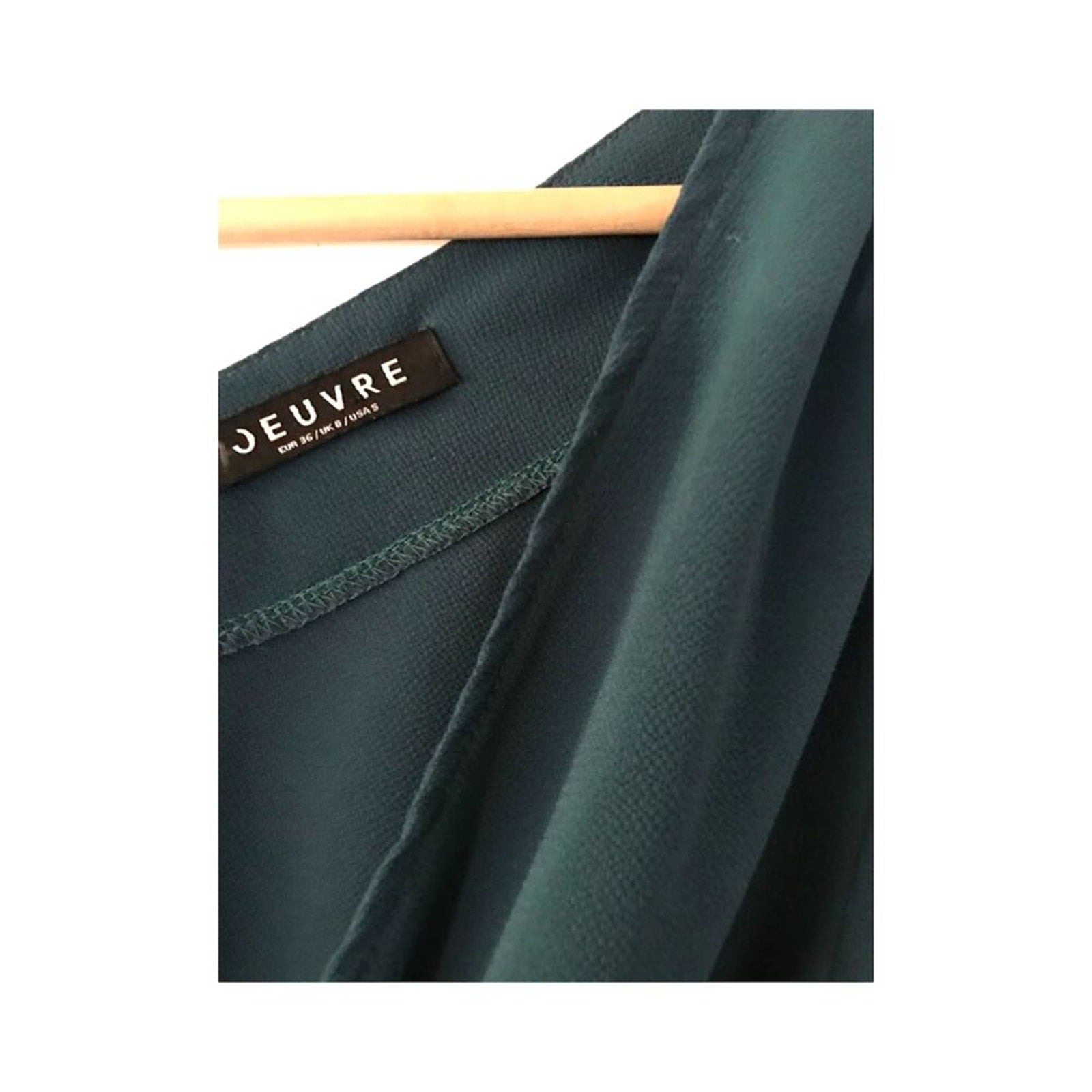 Oeuvre Women`s Top Blouse V-neck Bow Long Sleeve Dark Green Sz S