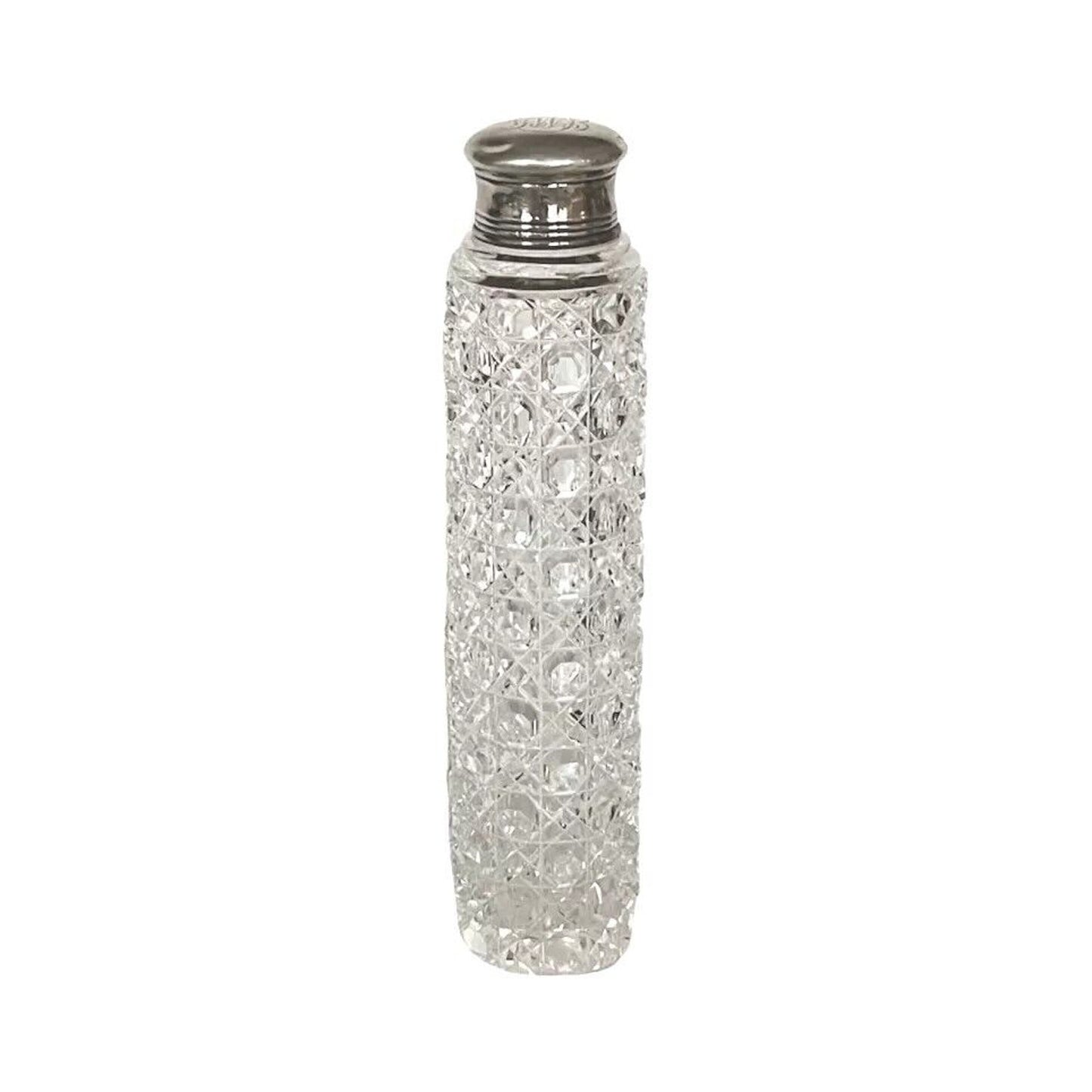 Antique Tiffany & Co Scent Perfume Bottle Sterling Silver Cap Cut Crystal