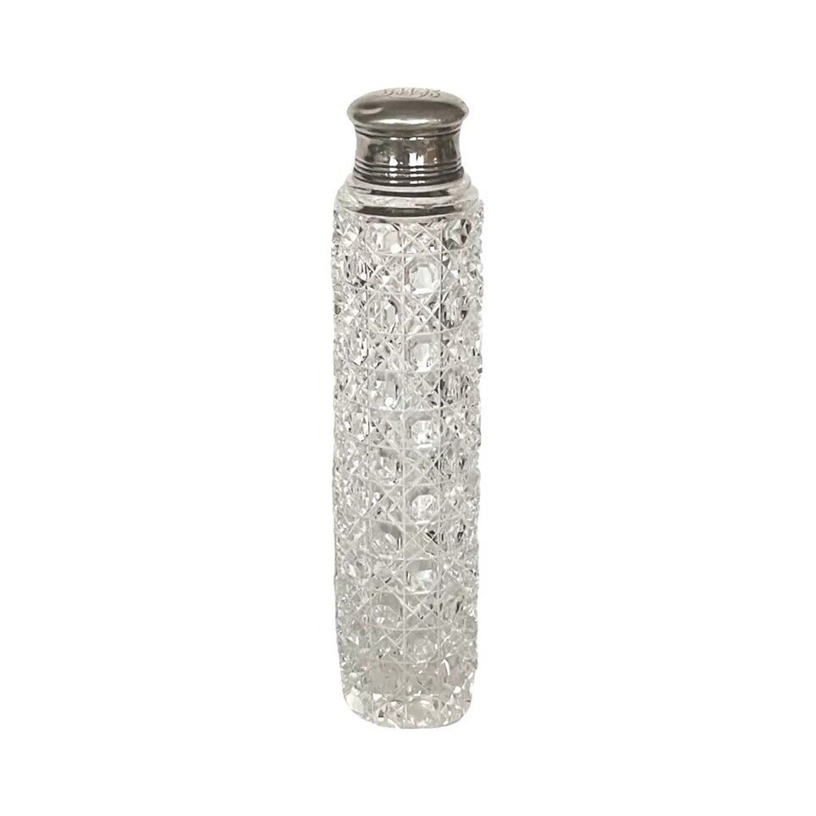 Antique Tiffany & Co Scent Perfume Bottle Sterling Silver Cap Cut Crystal