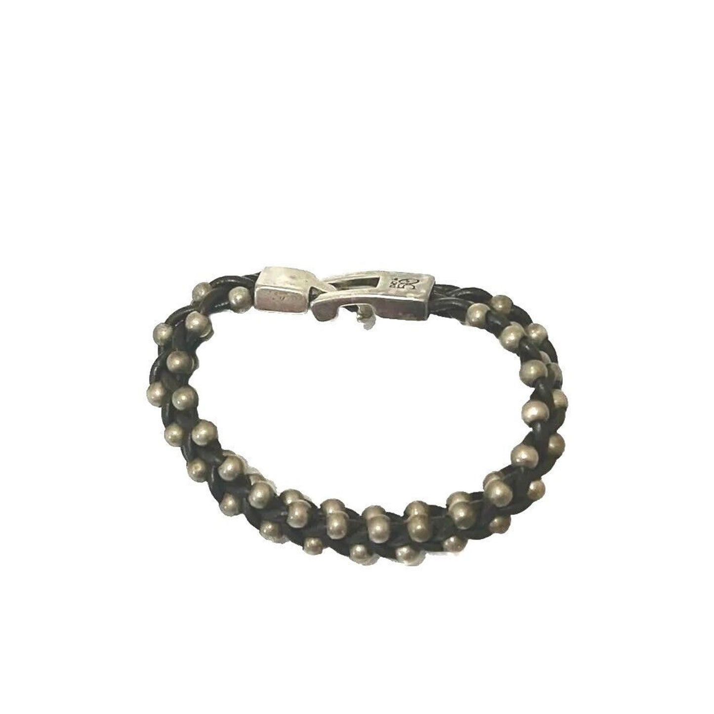 Uno De 50 Silver Beaded Bracelet Unisex Men's Women's Double Dark Brown Leather
