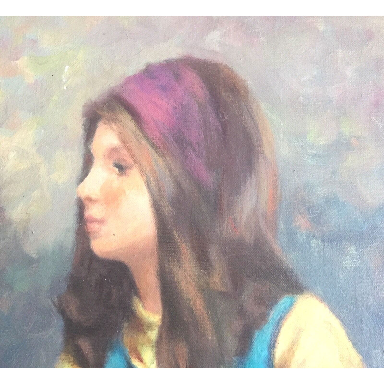 Painting Philippe Alfieri Girl With Roses Oil On Canvas Signed 1960s Italian