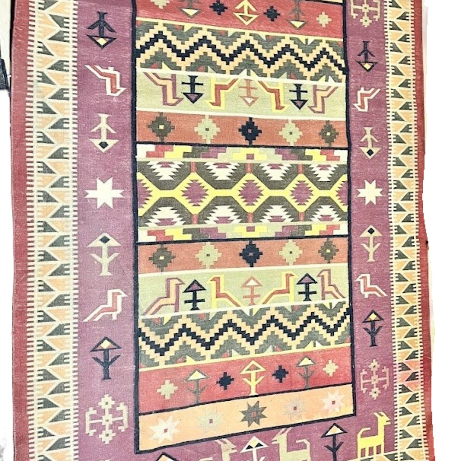 Geometric South-western Reversible Kilim Accent Rug Hand woven Wool Carpet 6'x4'