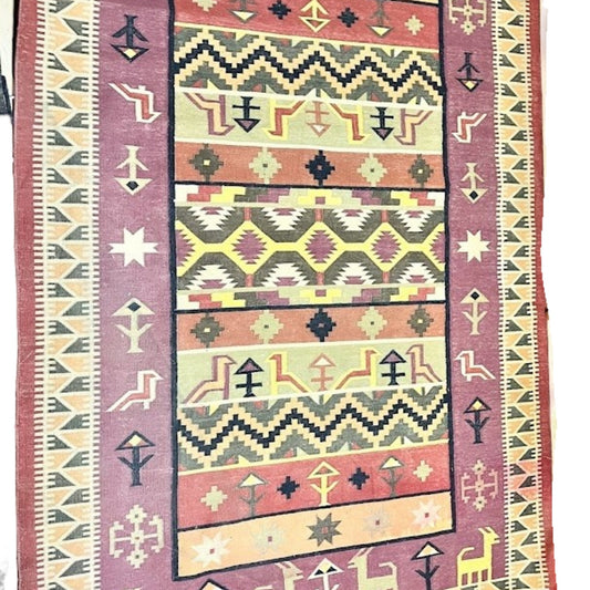 Geometric South-western Reversible Kilim Accent Rug Hand woven Wool Carpet 6'x4'