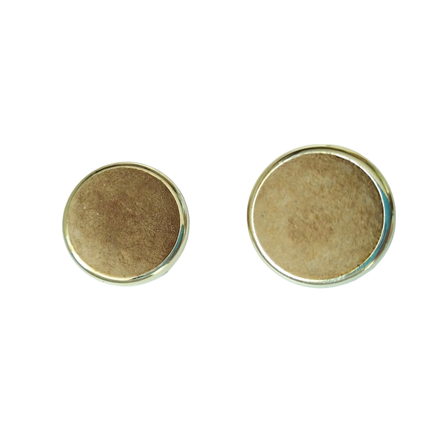 Vintage Tan Cream Round Button Earrings Gold Plated Clip On