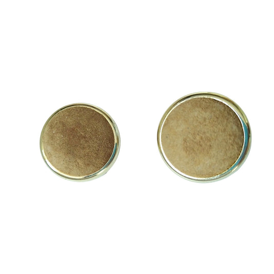 Vintage Tan Cream Round Button Earrings Gold Plated Clip On