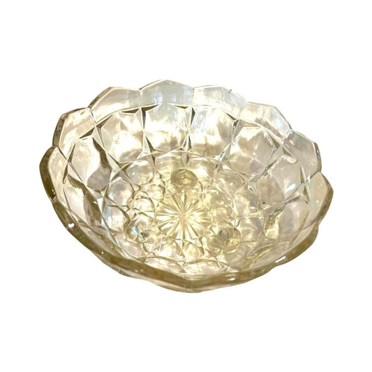 Vintage Serving Bowl Deep Dish Crystal Glass Round