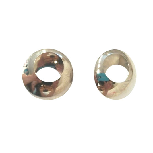 Vintage Modernist Halo Circle Round Stud Button Earrings Silver Tone Post