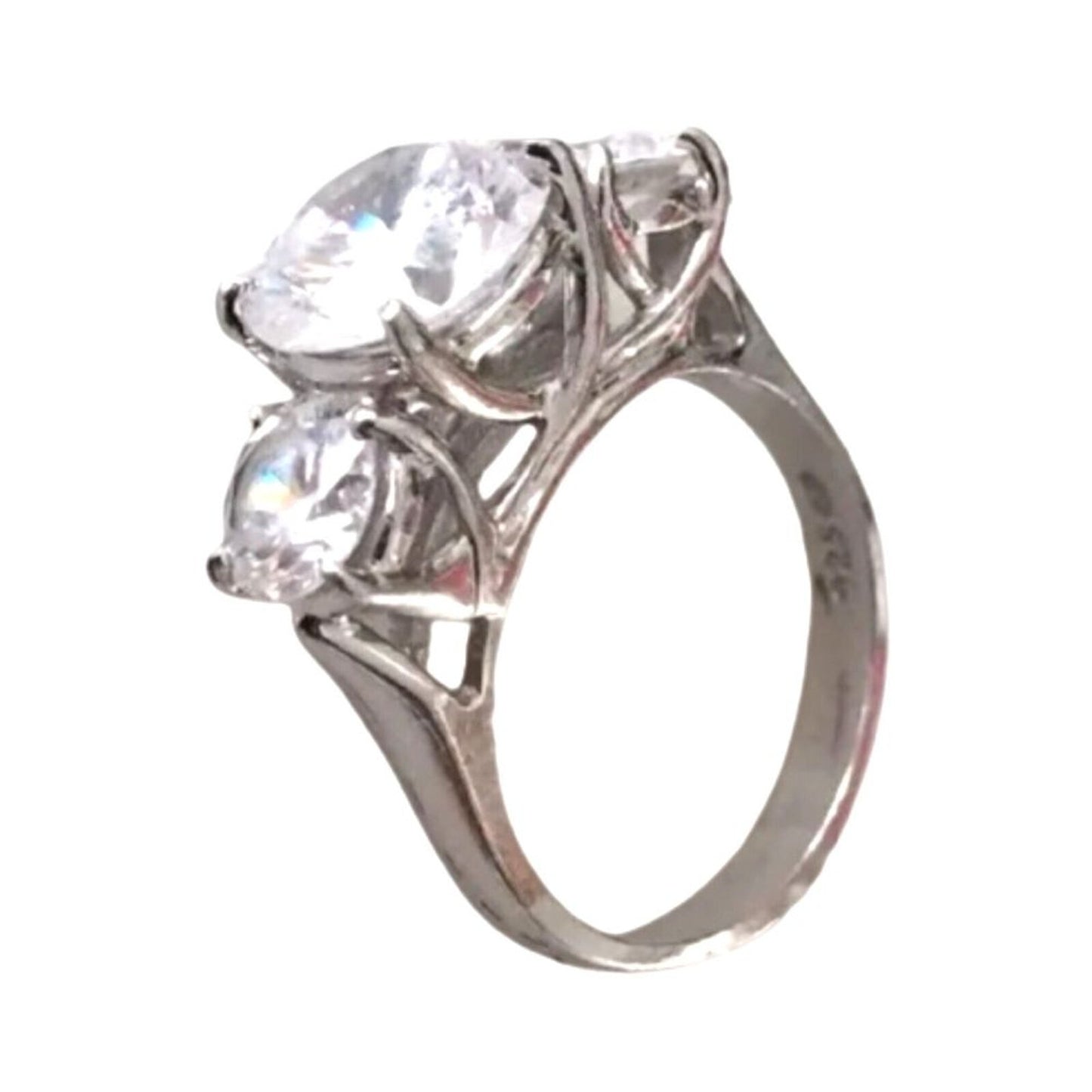 Women's Ring 6tcw 3 Round Cut CZ Cubic Zirconia Sterling Silver 925