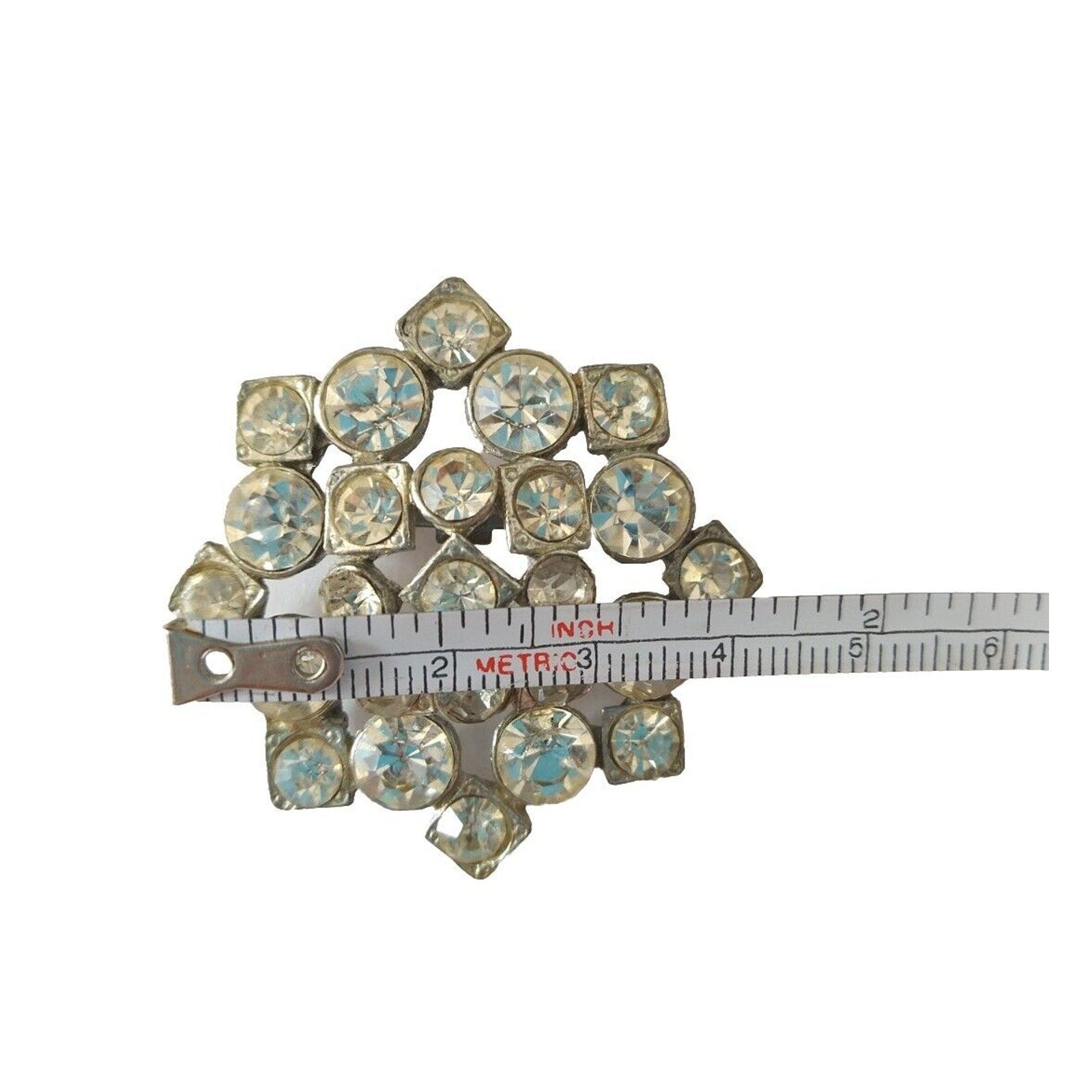 Vintage Women's Brooch Pin Rhinestones Snowflake Star Designer Signed Estate