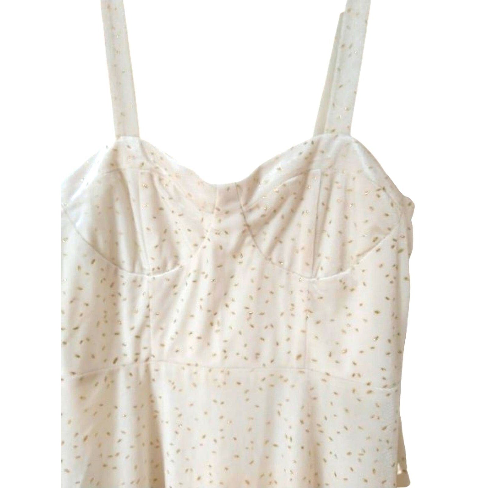 Speechless Fit & Flare White Gold Flakes Mini Women's Dress Size L Sleeveless