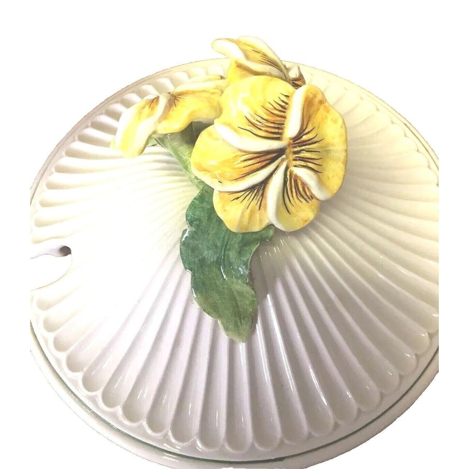 Antique Majolica White Glazed Porcelain Italy Soup Bowl With Spoon