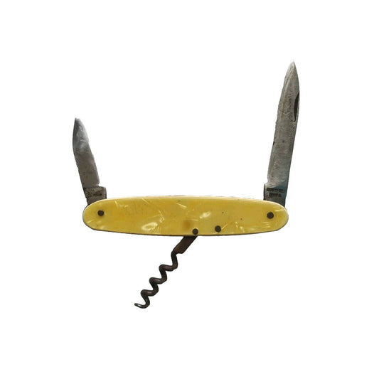 Rare Vintage Rostfrei Iskra 2-Blade Corkscrew Celluloid Pocket Knife