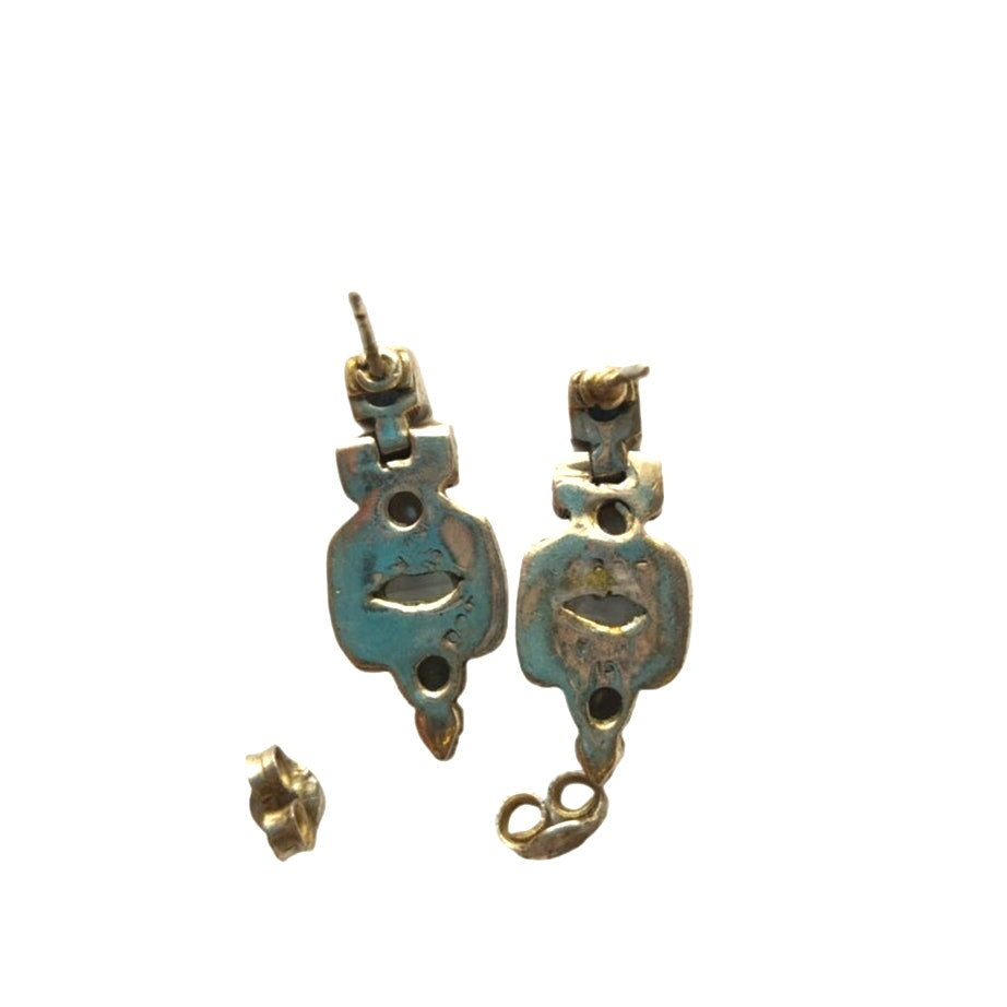 Princes & Marquise Cut Blue Topaz & Pearl Dangle Earrings Sterling Silver 925