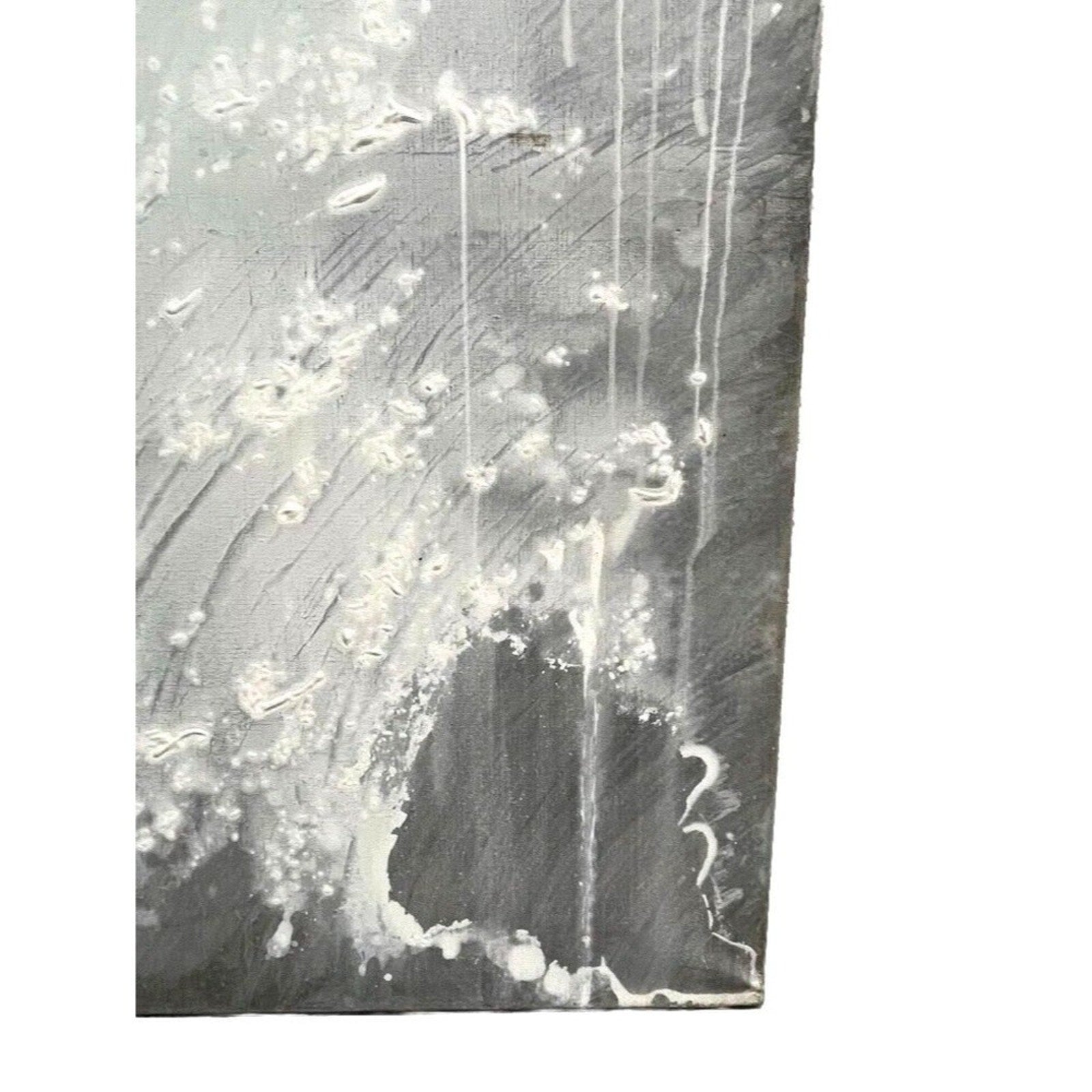 J. I.G. Vintage Abstract Oil on Canvas Painting Snow Black White 39in x 39 in