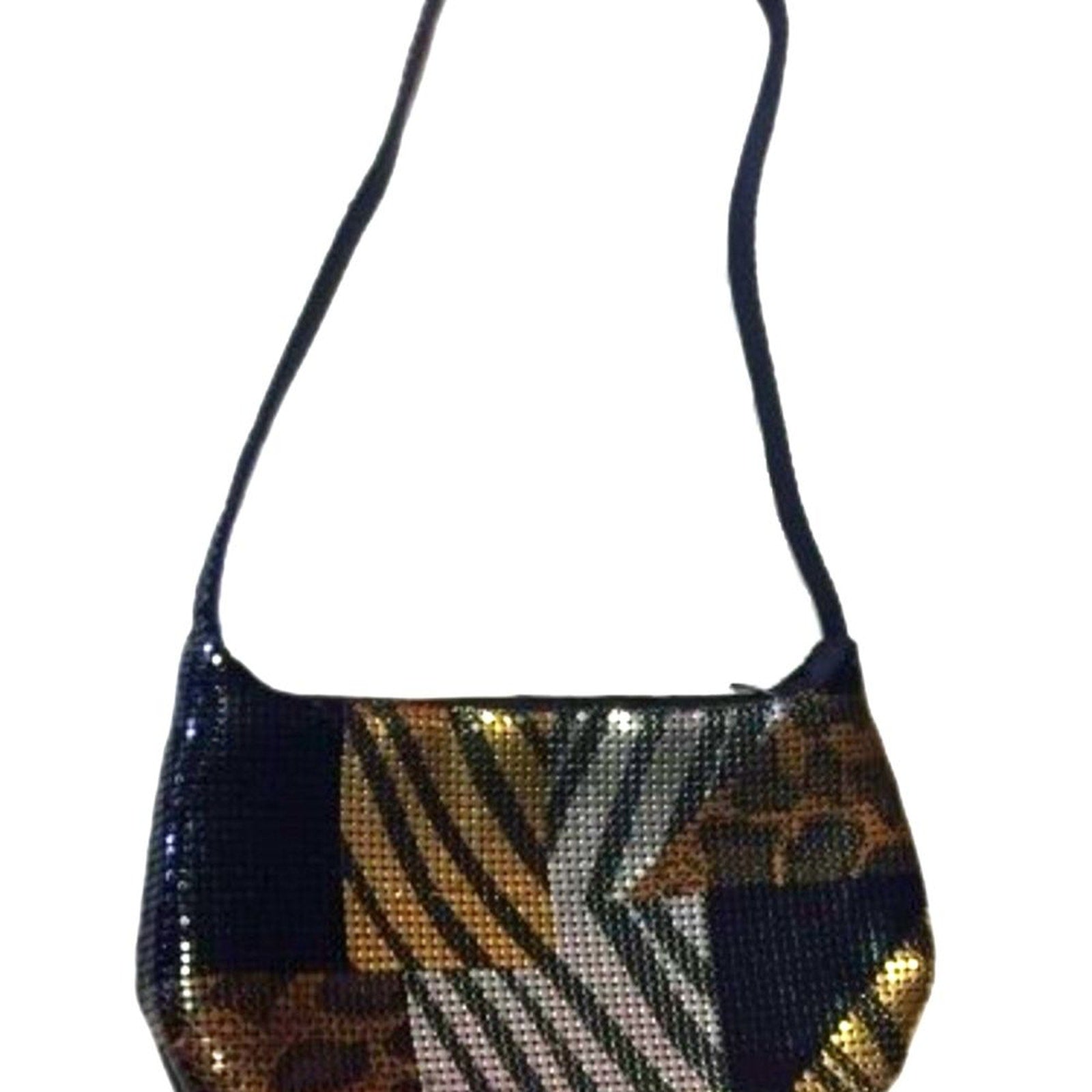 Sequined Evening Clutch Purse Mini Women's Bag Black Cream Brown