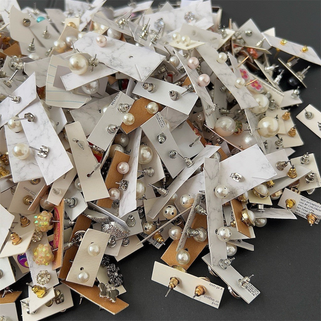 Huge Reseller Lot Stud Earrings Hundreds of Pairs Mixed Styles Rhinestone Pearl