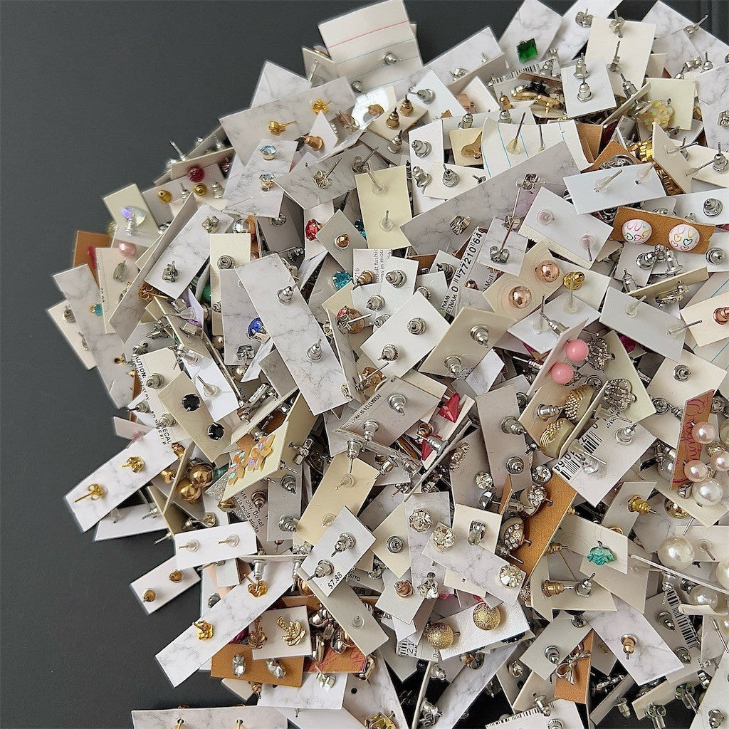 Huge Reseller Lot Stud Earrings Hundreds of Pairs Mixed Styles Rhinestone Pearl