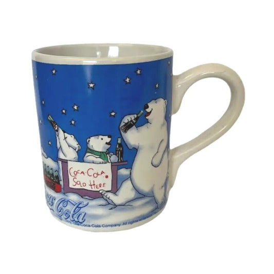 Vintage Gibson Coca Cola Christmas Polar Bears Coffee Cup Mug 10 oz Snow Scene