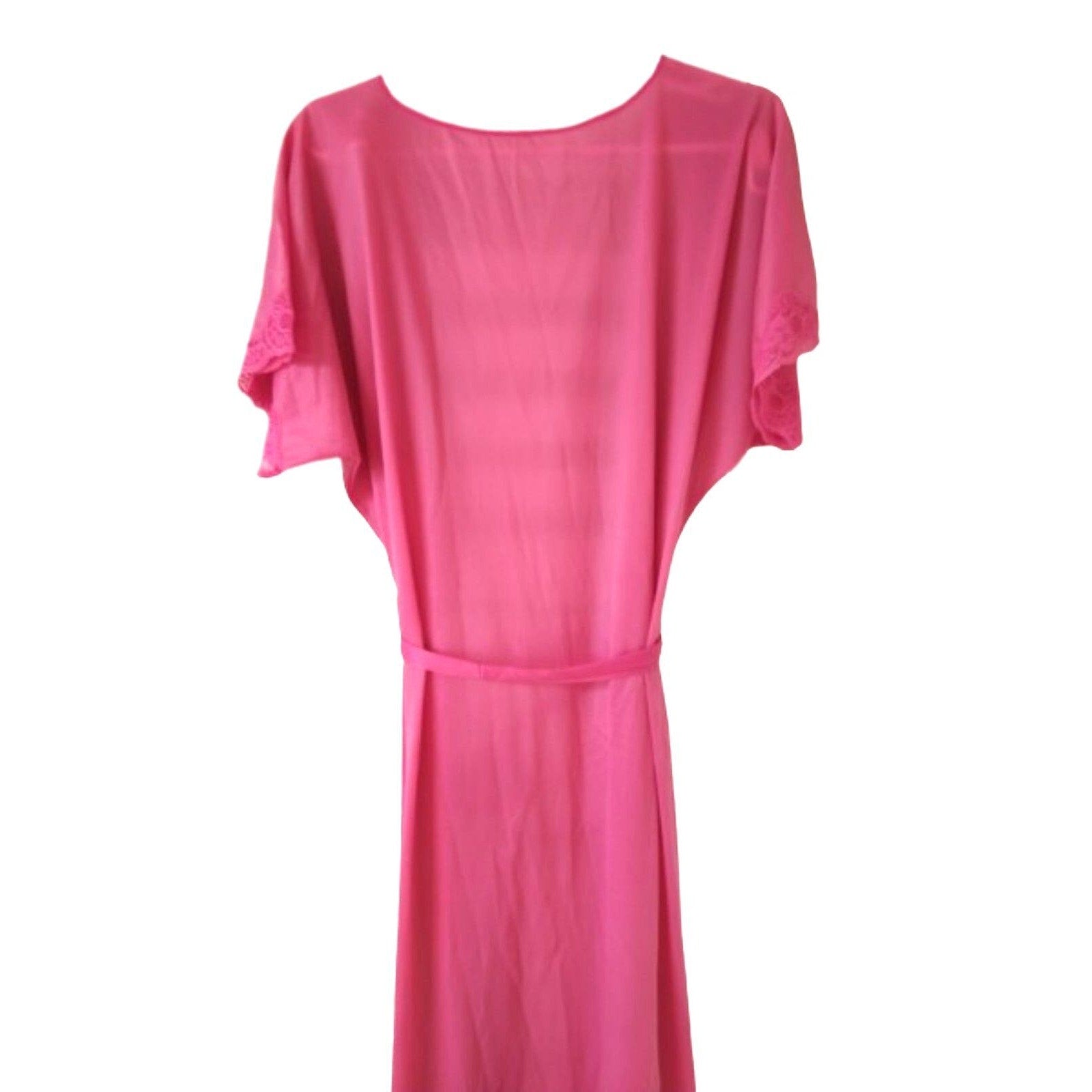 Pink lace trim maxi nightgown L