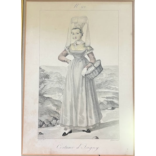 Women's Costume d'ISIGNY Normandie France Antique Poster