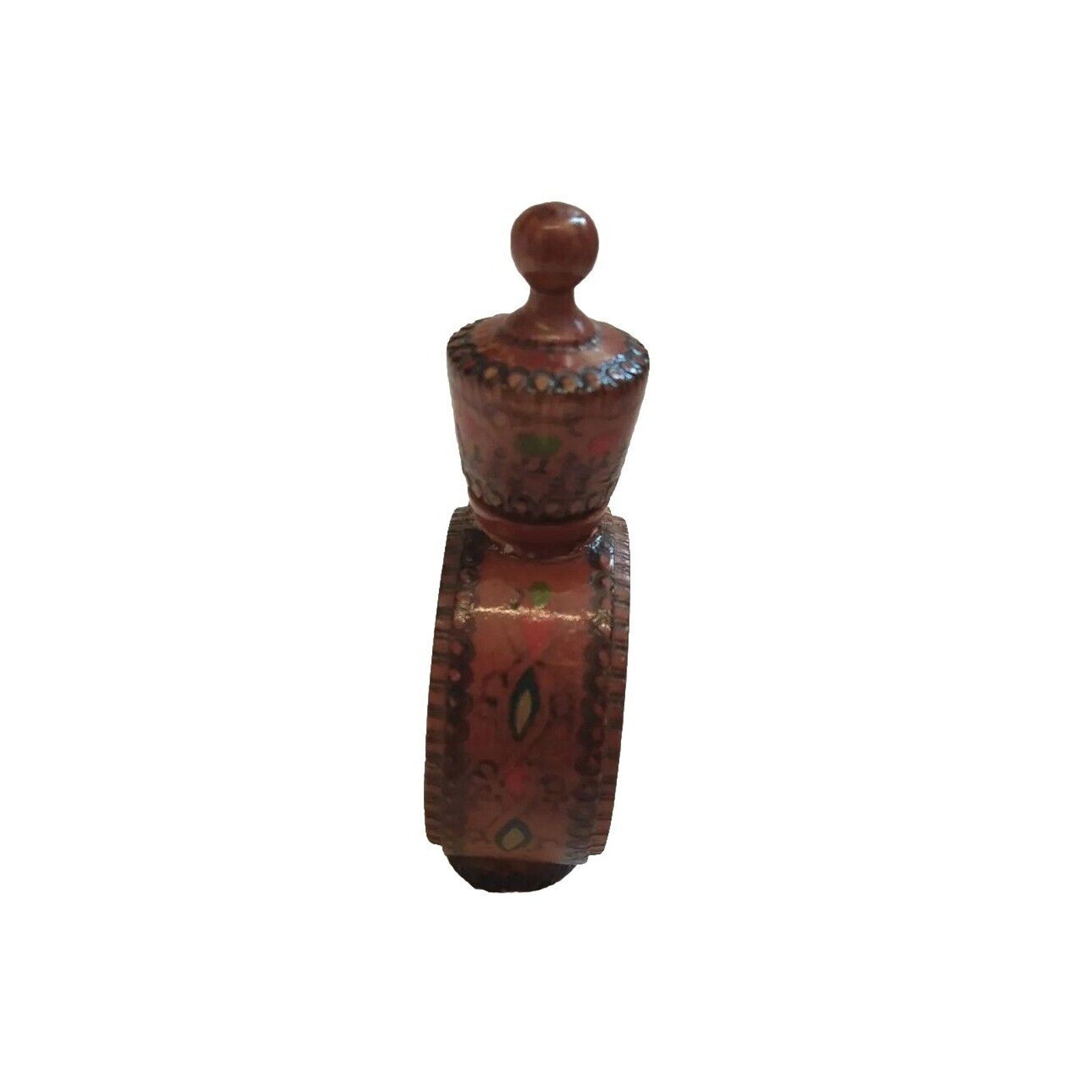 Bulgarian ROSE OIL Perfume Wood Bottle Handmade Souvenir 1950s