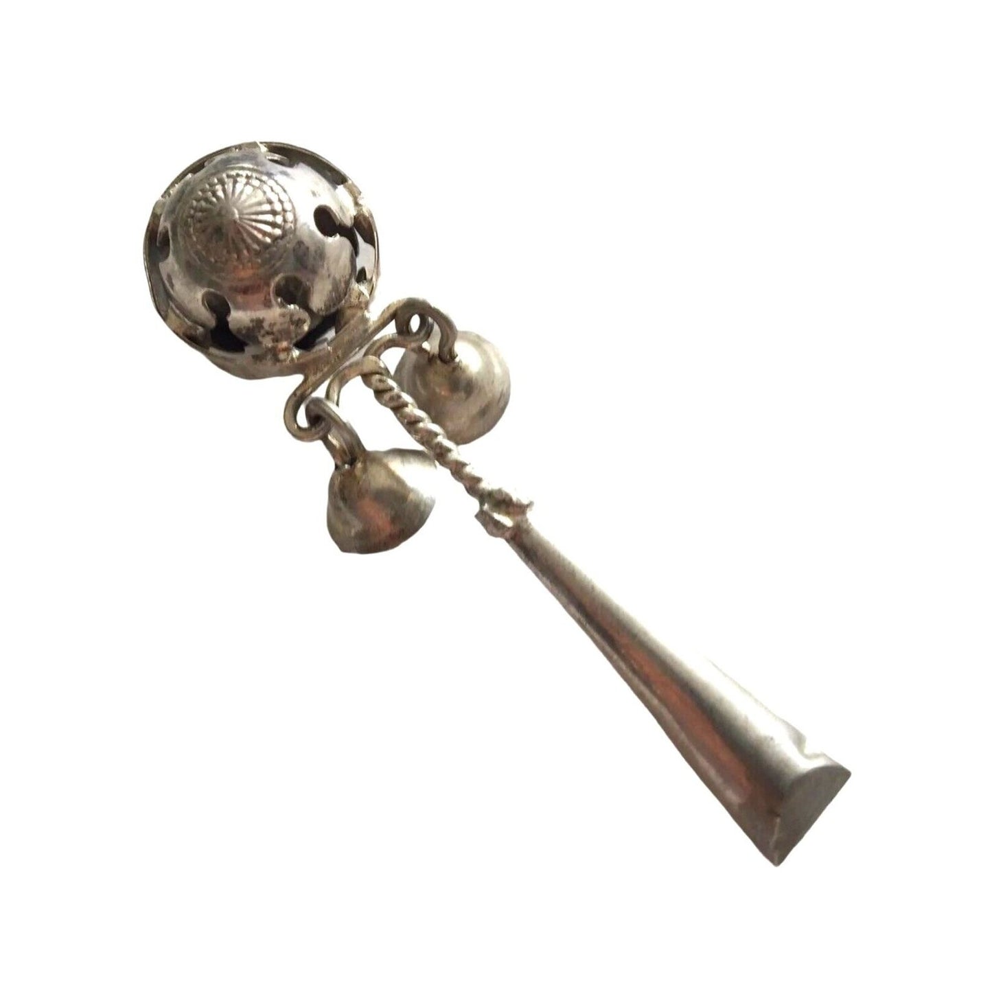 Antique Baby Rattle Whistle Bells Sterling Silver Victorian