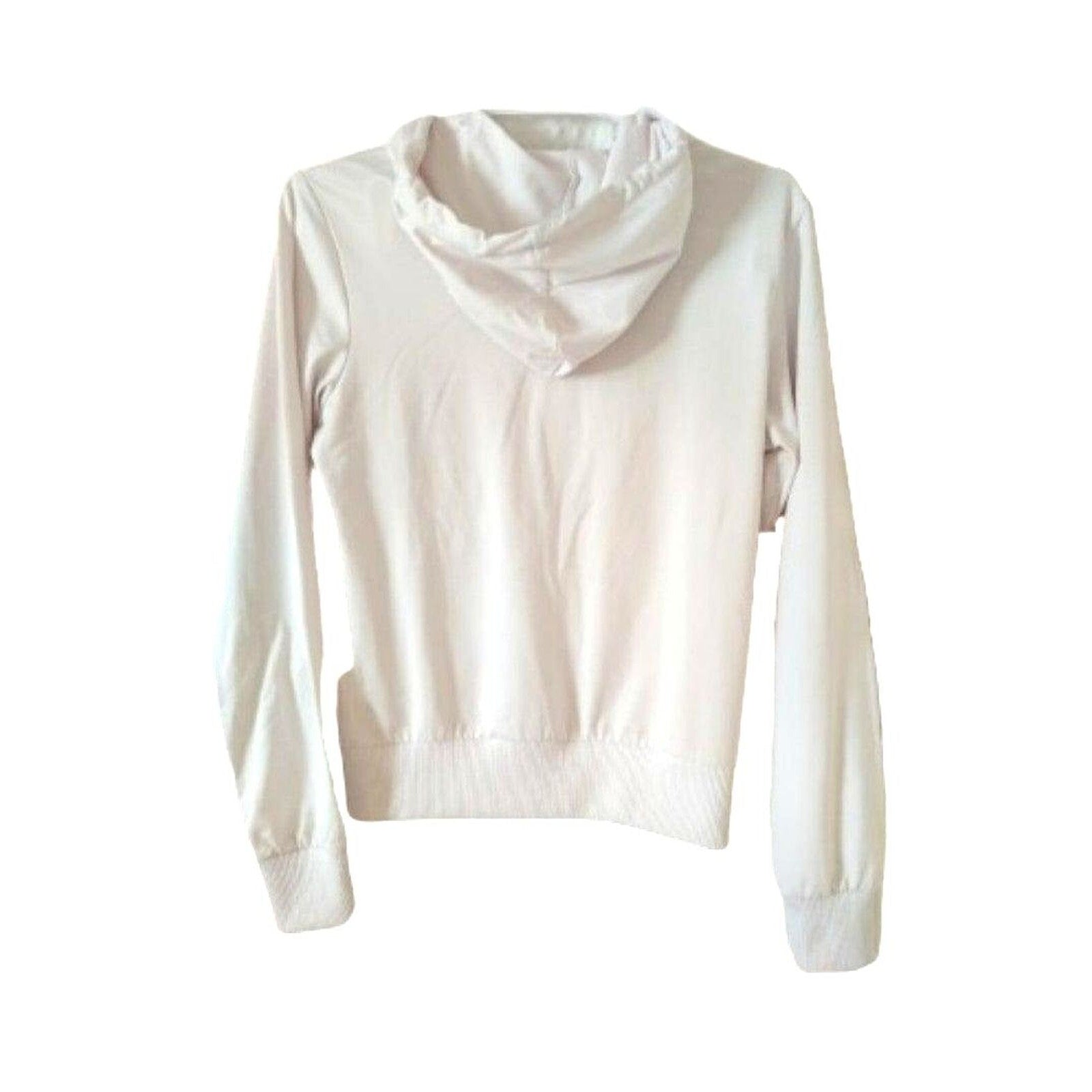 Bumax White Hooded Women's Athletic Zip up Hoodie Long Sleeve- Size M"