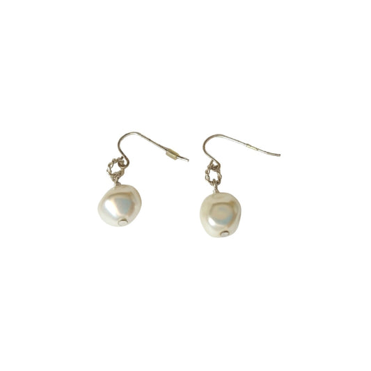Vintage Faux Pearls Dangle Drop Earrings Sterling Silver Plated Hook