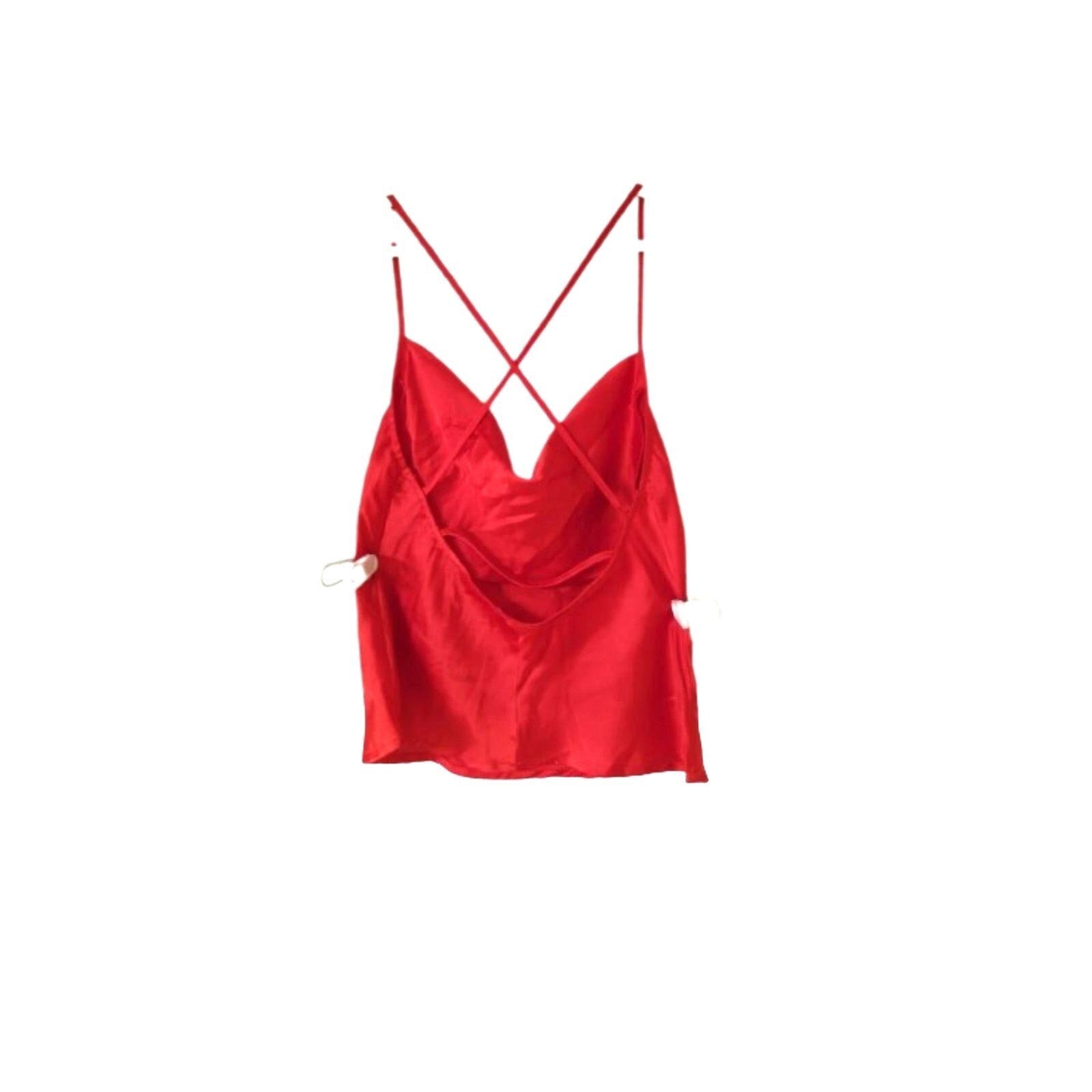 Dizzy Lizzy Red Silk Tank top backless S