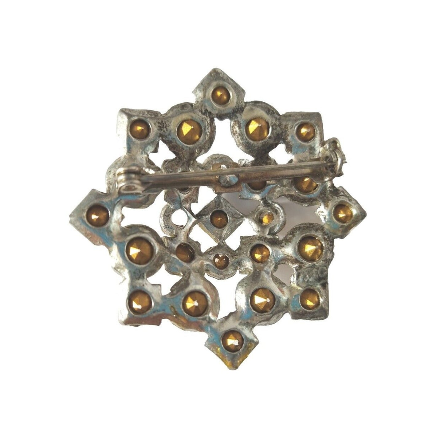 Vintage Women's Brooch Pin Rhinestones Snowflake Star Designer Signed Estate